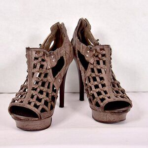 Women's Strappy Brown High Heel Shoes Size 6.5